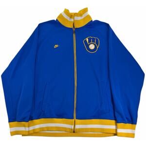 VTG y2k Mens Nike Milwaukee Brewers Cooperstown Collection Full Zip Track Jacket